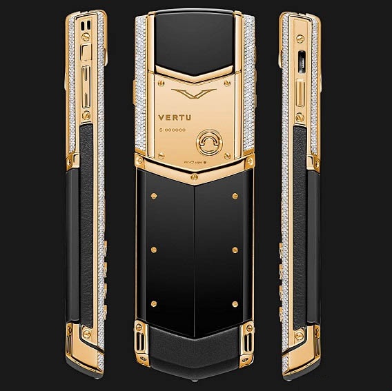 Vertu Signature S Yellow Gold Full Pave Baguette Diamonds