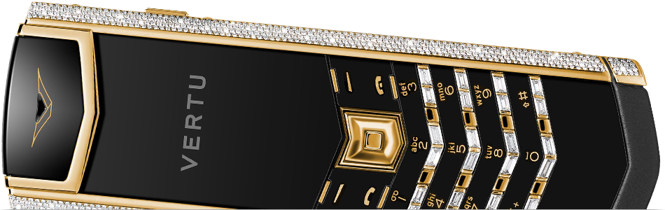 Vertu Signature S Yellow Gold Full Pave Baguette Diamonds
