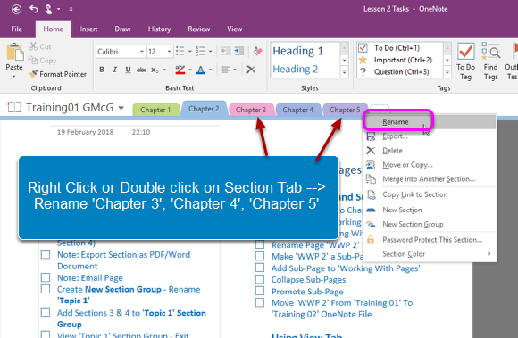 Rename Sections (Chapters)