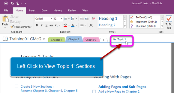 View Sections in Section Group