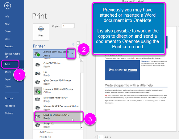 Print / Send To OneNote