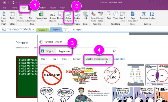 Insert Online Image - Using Bing (Microsoft OneNote)