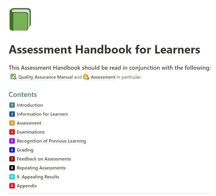 Scoil Mhuire Adult Education
Assessment Handbook For Learners