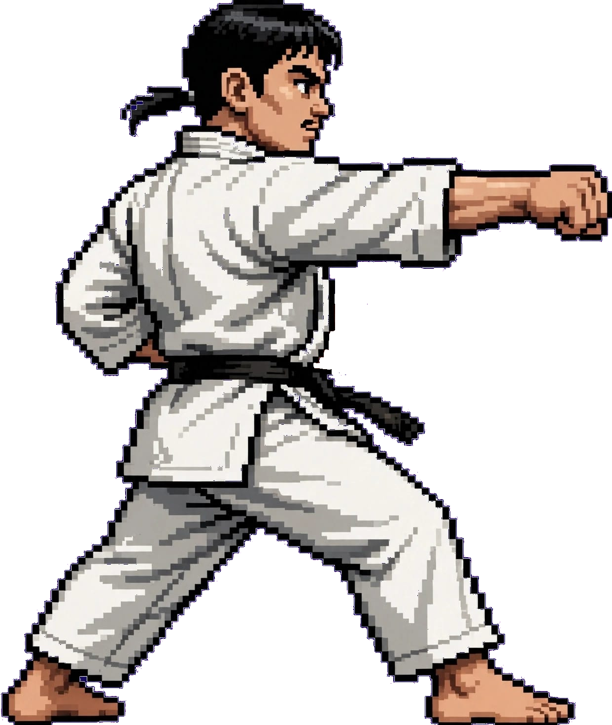 Illustrazione di un karateka mentre esegue una tecnica di pugno
