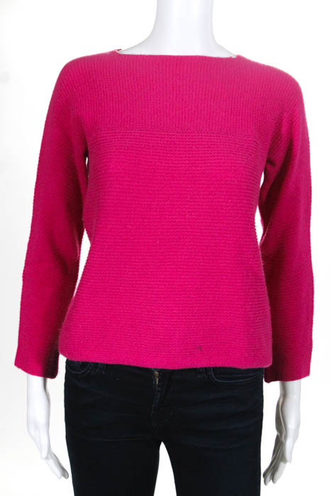 Tse Hot Pink Cashmere Crew Neck Long Sleeve Pullover Sweater Size Small ...