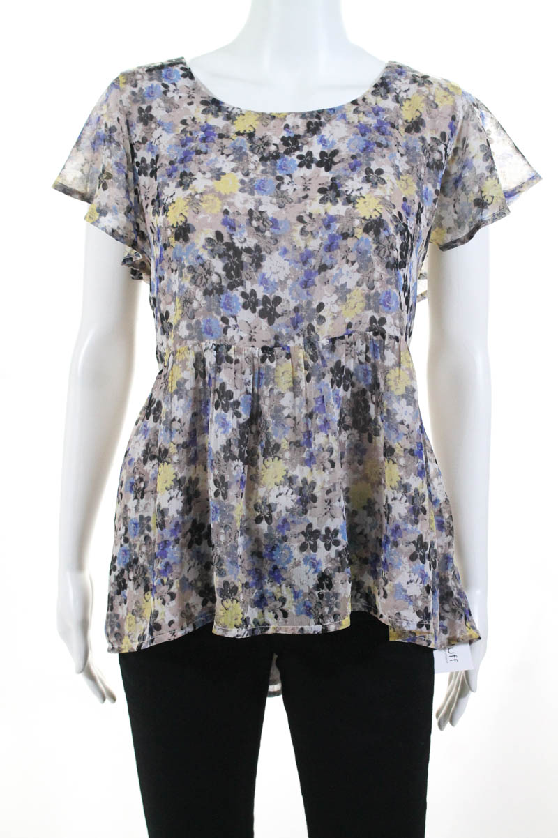 Lucky Brand Womens Blouse Size Large NEW $69.50 Blue Multi Colored JG15 ...