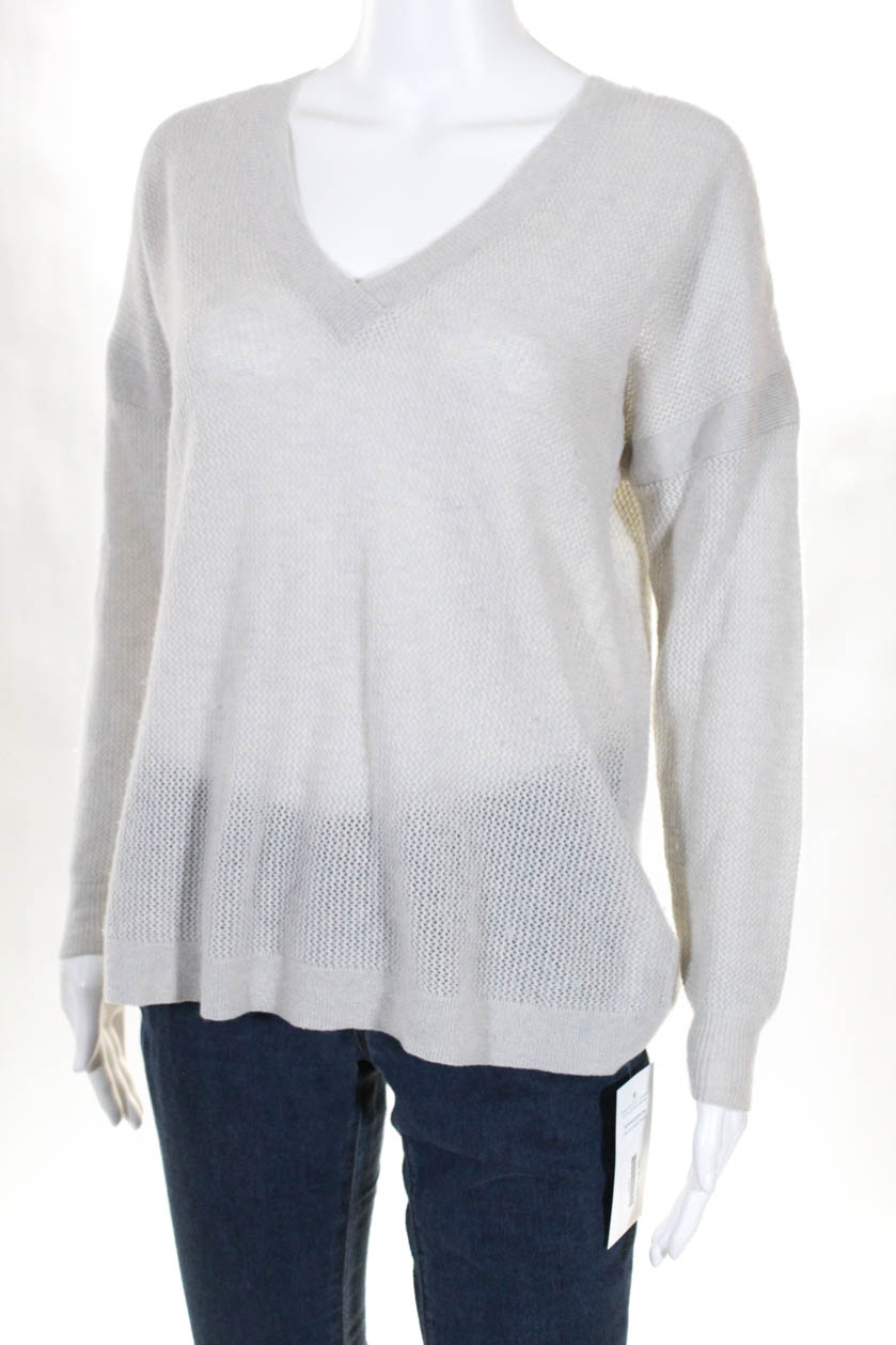 Lucky Brand V-Neck Gray Long Sleeve Pullover Sweater Tunic 7WC7004