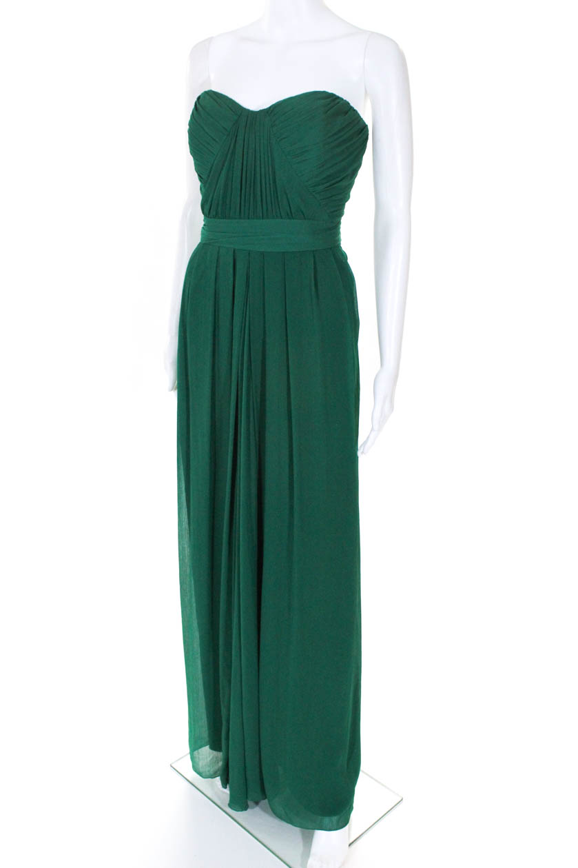 Badgley Mischka Womens Chiffon Strapless Flora Dress Green Size 10 ...