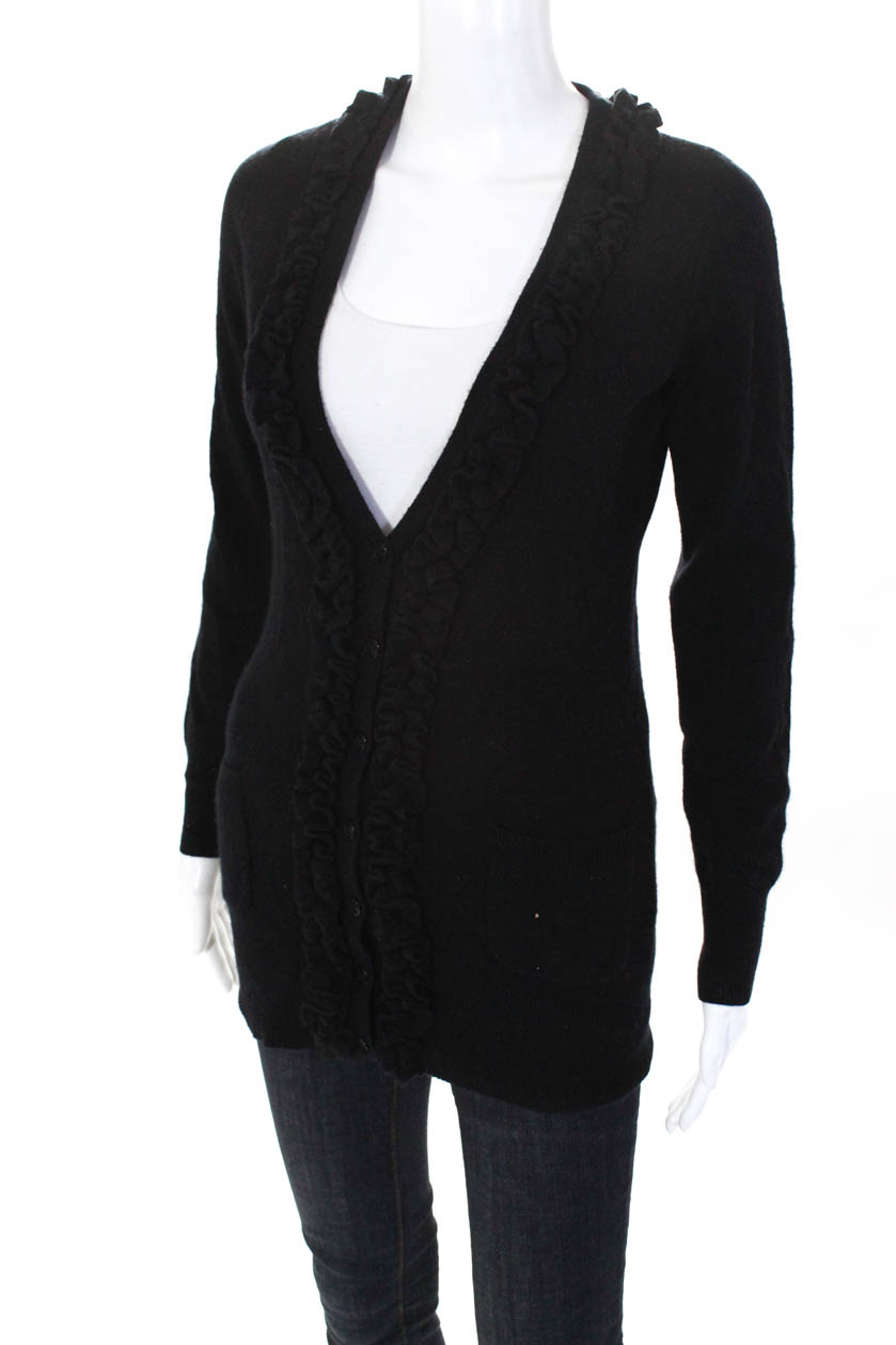 Design History Womens Long Sleeve Button Down Cashmere Sweater Black ...