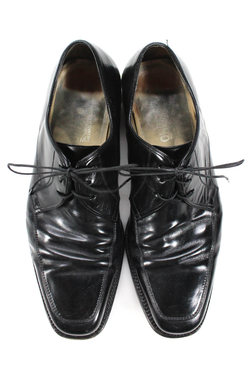 Salvatore Ferragamo Mens Leather Dress Shoes Oxfords Black Size 10.5 ...