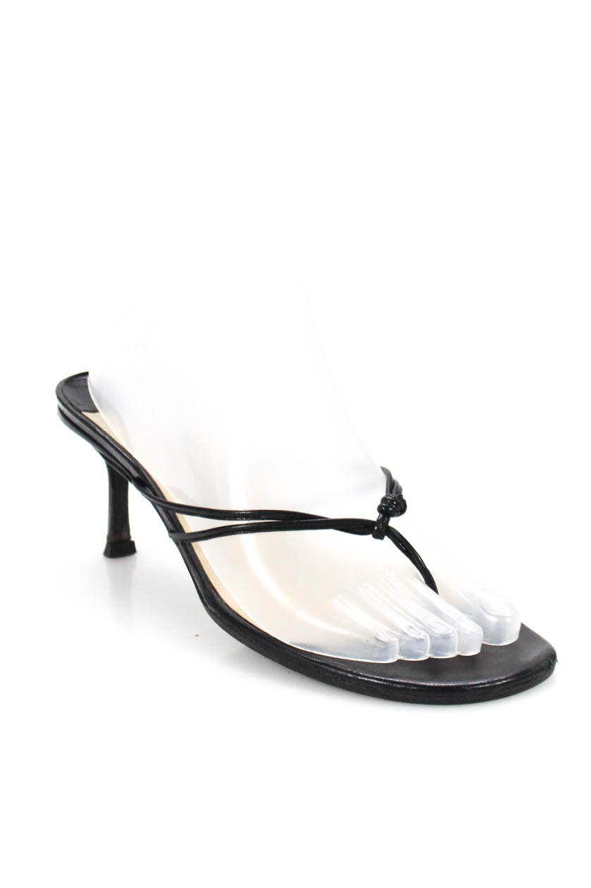 Jimmy Choo Womens Slip On Strappy Slim Heel Sandals Black Leather Size 38.5 8.5