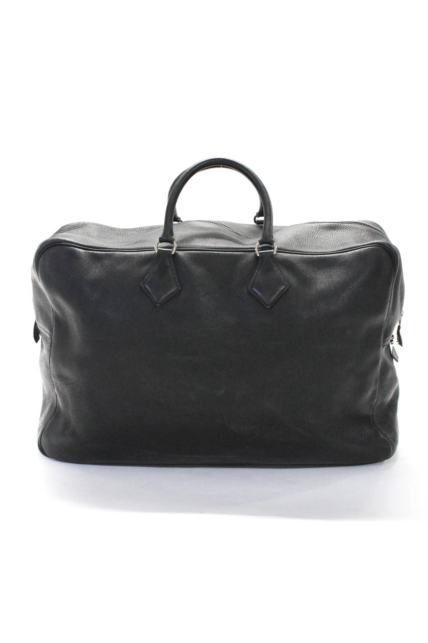 Hermes Unisex Clemence Leather Sac Plume Boston 60 60 22 Noir Black Suitcase Ebay