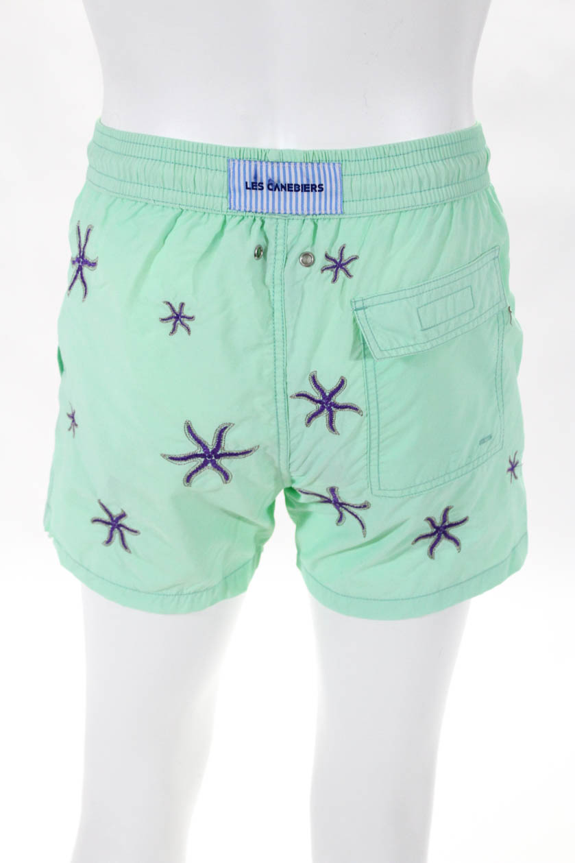 Les Canebiers Mens Ermitage Star Fish Swim Shorts Green Size Small | eBay