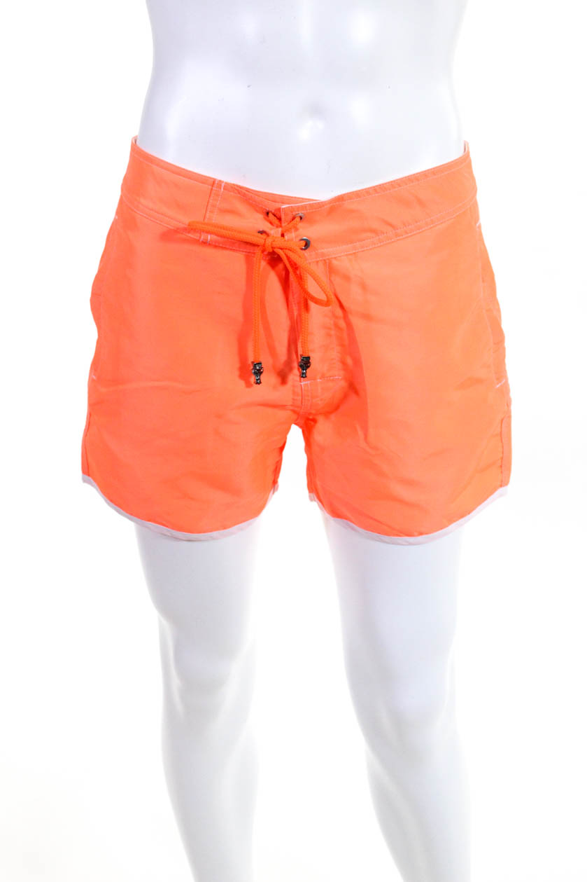 Les Canebiers Mens Uni Patch Tie Front White Trim Swim Briefs Orange