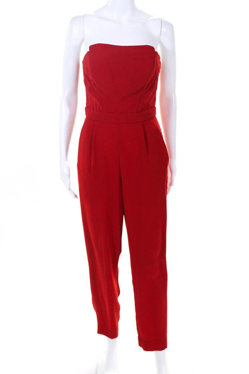 Jill Jill Stuart Womens Sleeveless Red Strapless Jumpsuit Size 4