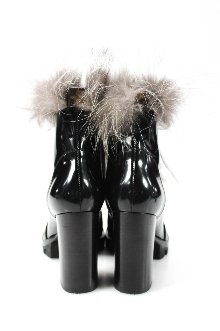 Louis Vuitton Womens Star Trail Fox Fur Ankle Boots Booties Black Size 38 8 | eBay
