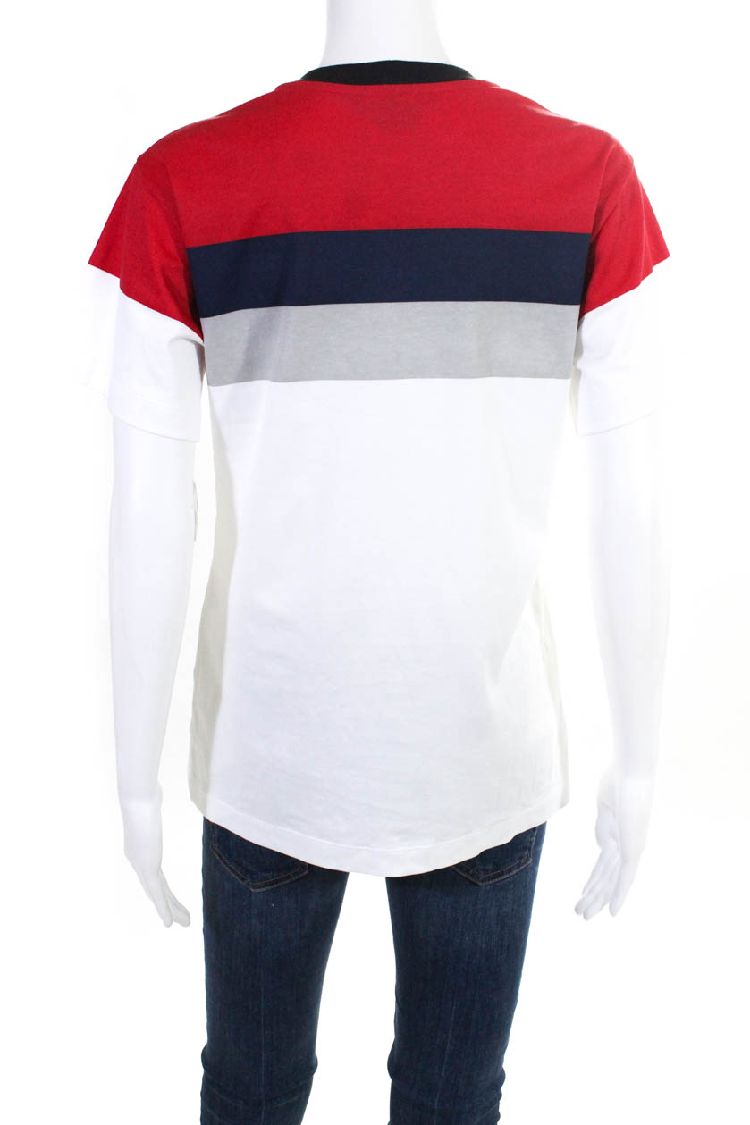 Louis Vuitton Womens Short Sleeve Crew Neck T Shirt Red Blue White Cotton Size M | eBay