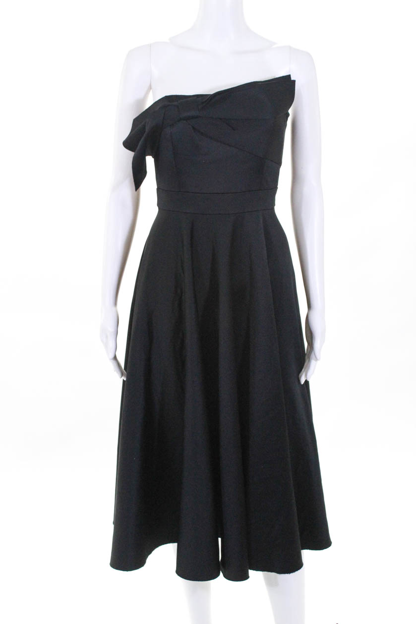 Cynthia Rowley Womens Bow Tea Strapless A Line Dress Black Size 6
