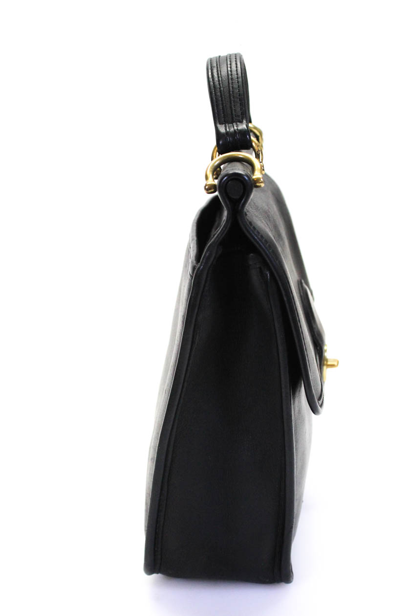 Coach Womens Shoulder Bag Crossbody Handbag Black Leather Turn Lock Medium | eBay