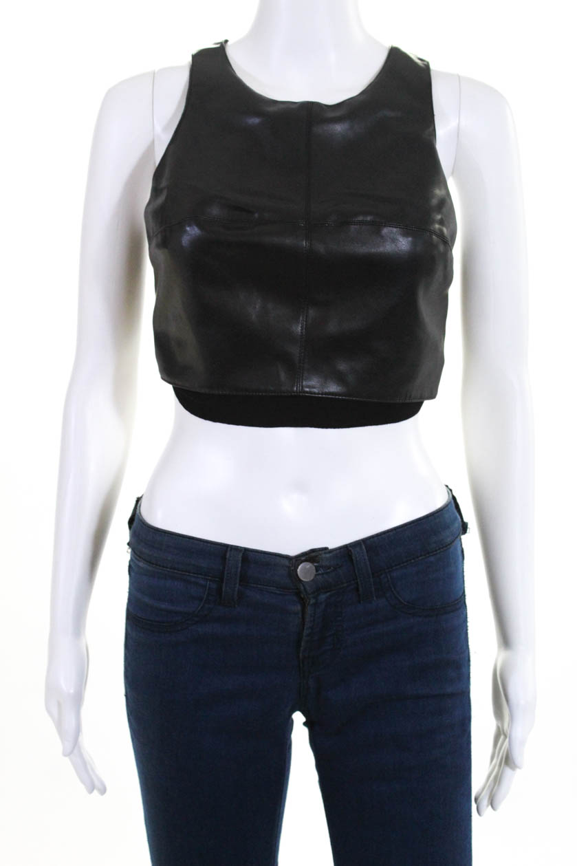 Bailey 44 Womens Sleeveless Faux Leather Crop Top Black Size Medium | eBay