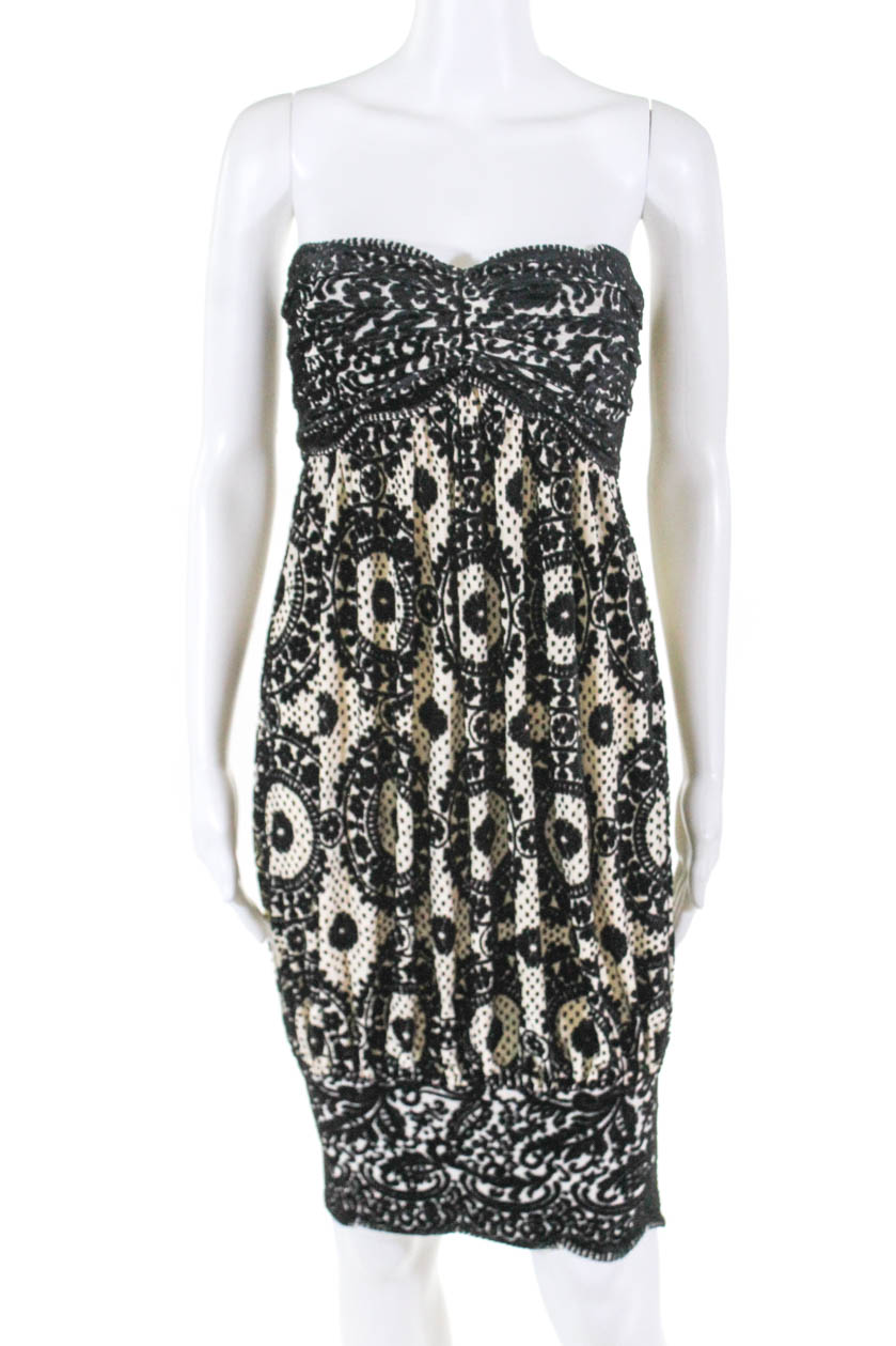 Diane Von Furstenberg Womens Strapless Dress Black White Size 4 | eBay