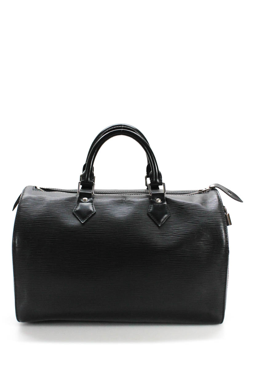 Louis Vuitton Womens Medium Speedy 35 Epi Leather Tote Duffel Handbag Black | eBay