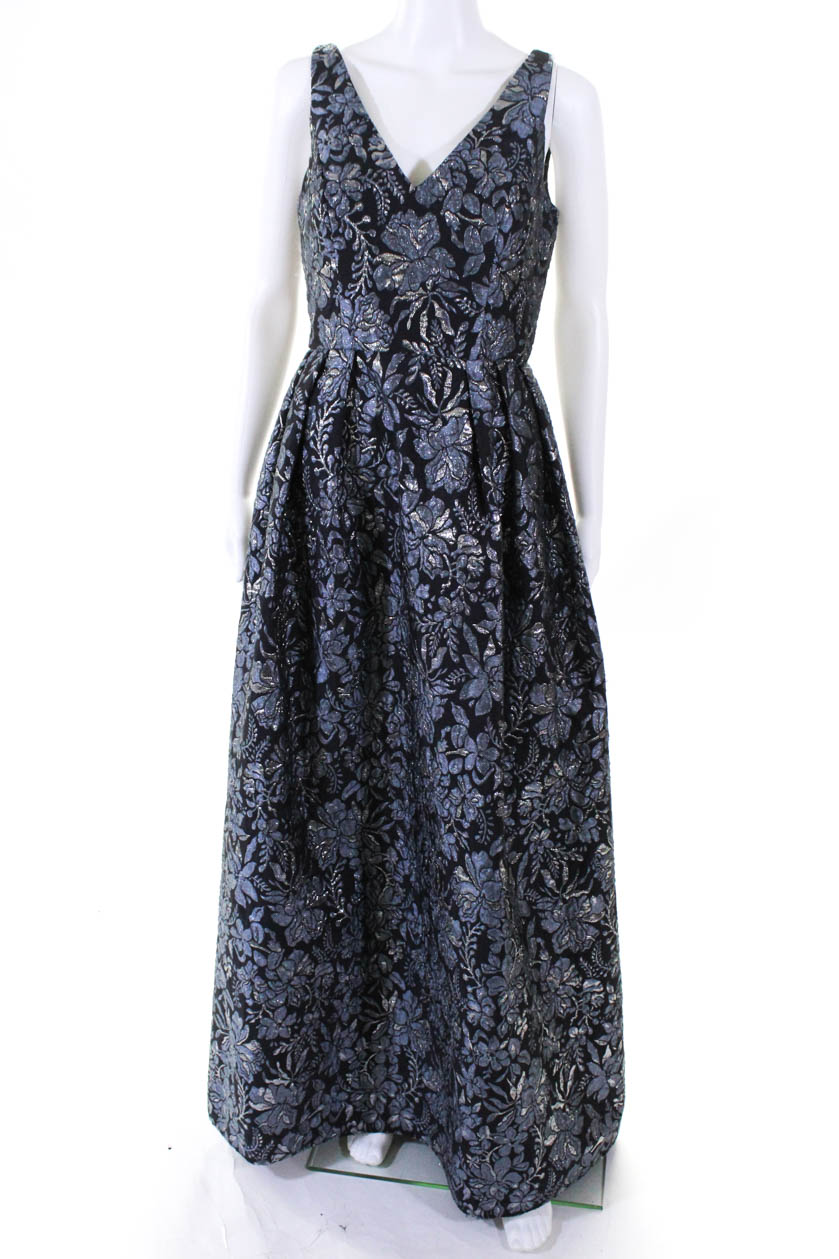 theia floral slate ball gown