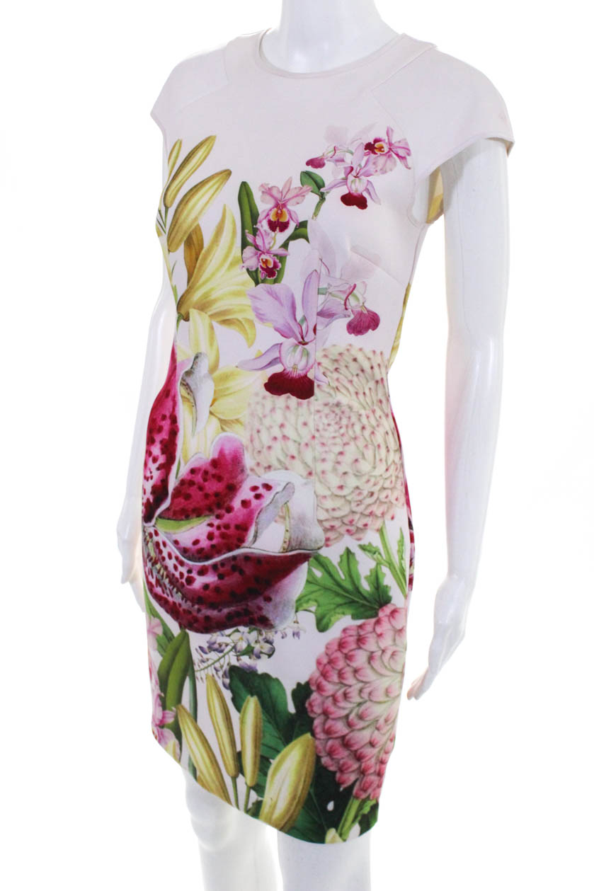 Ted Baker London Womens Short Sleeve Floral Sheath Dress Pink Size 1 | eBay