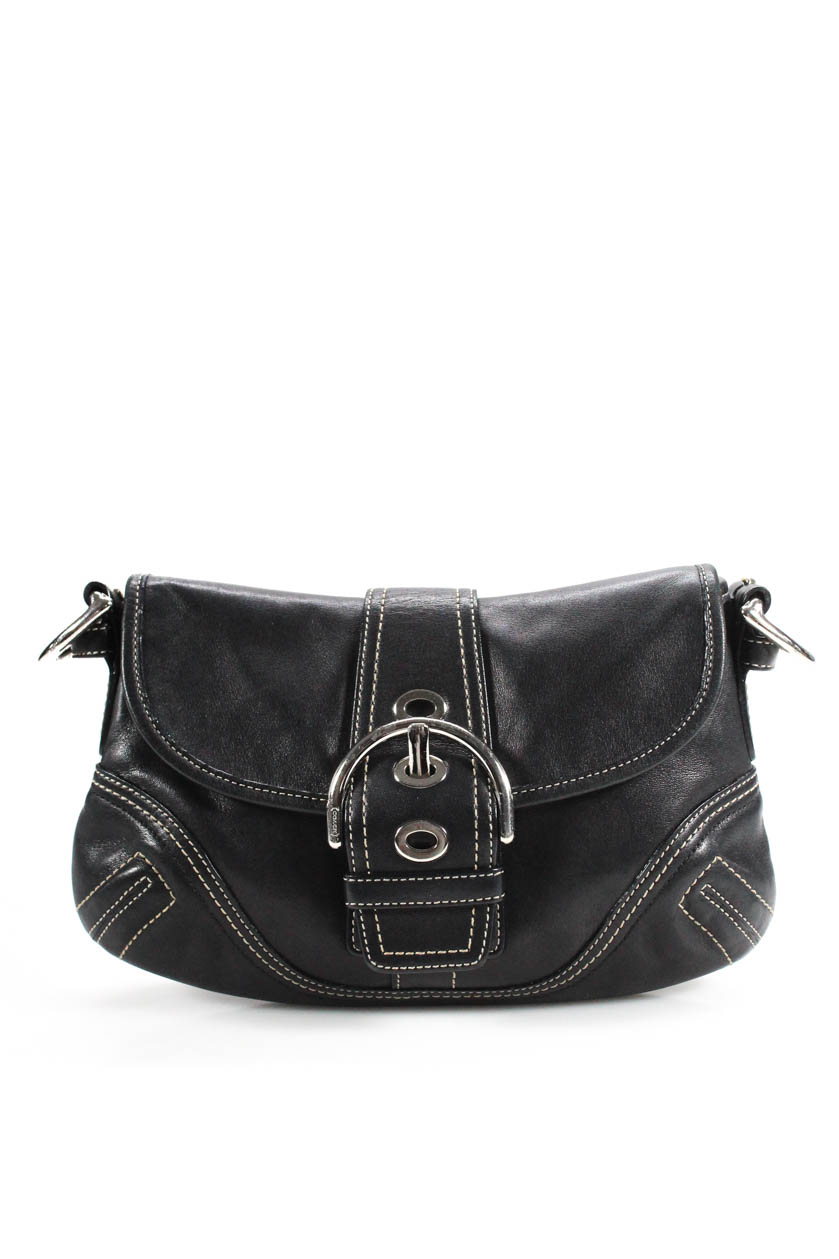 Coach Womens Handbag Black Buckle Leather | eBay