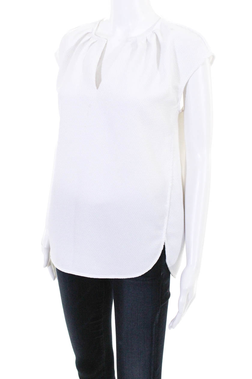 J Crew Womens V-Neck Short Sleeve Blouse Top Shirt White Size 2 | eBay