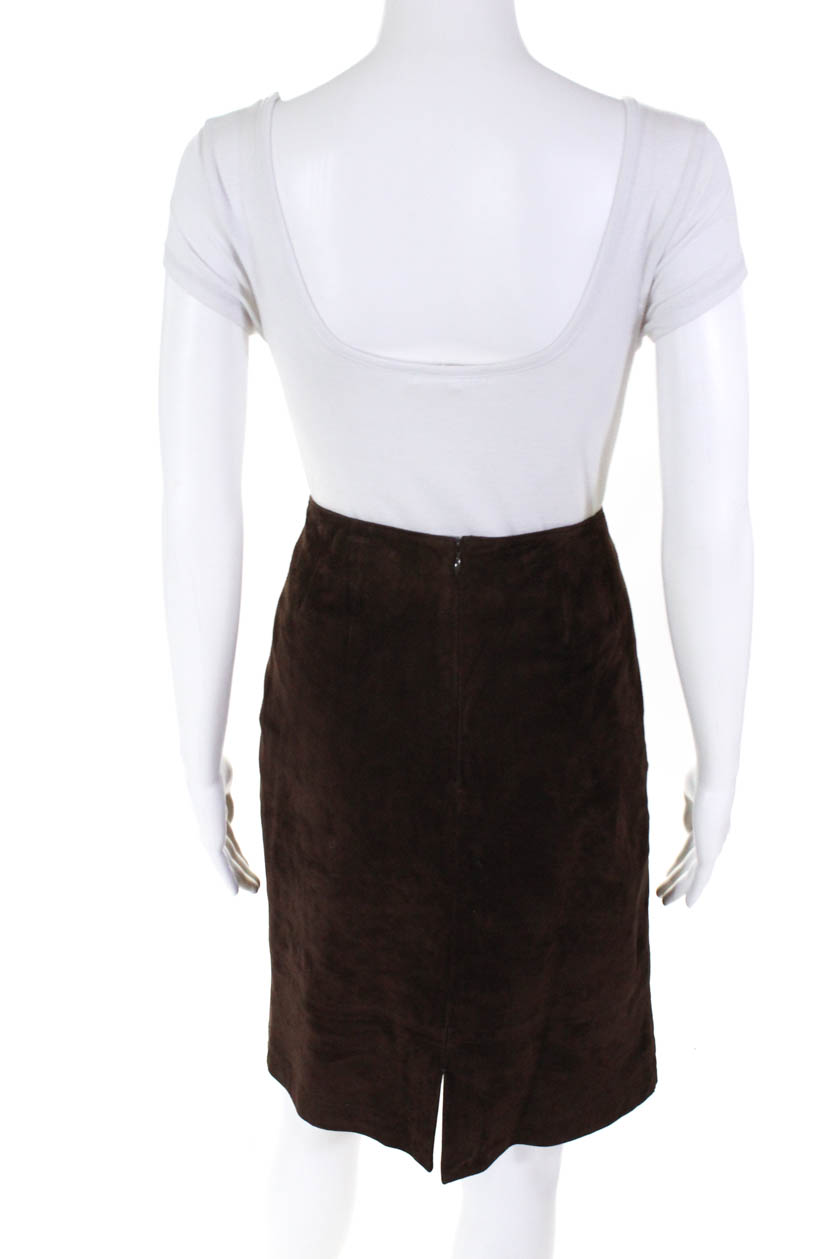 Lord & Taylor Womens Above Knee Mini Straight Pencil Skirt Brown Suede Size 10 | eBay