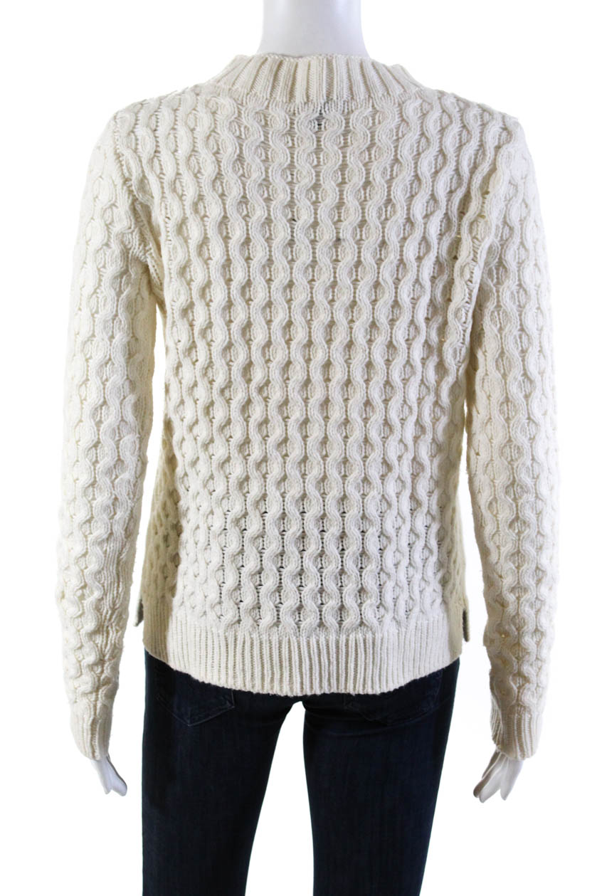 Theory Womens Wool Cable Knit Mock Neck Sweater Ivory Size Petite | eBay