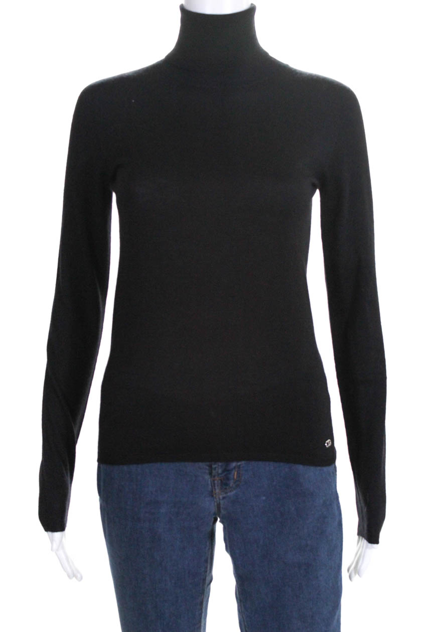 Christian Dior Womens Long Sleeve Turtleneck Sweater Black Cashmere ...