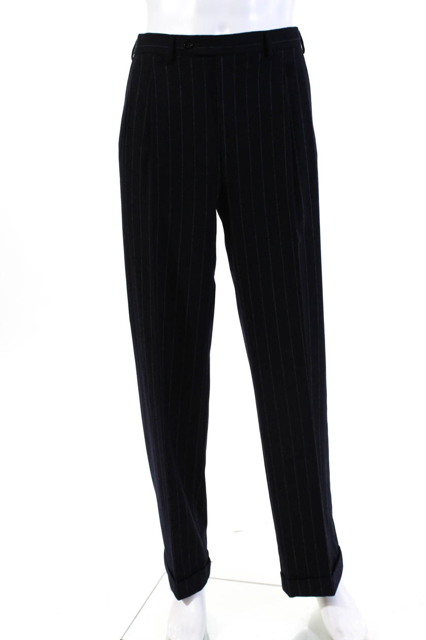 Louis Boston Mens Three Button Suit Blazer Trousers Pans Blue Wool Size 50 | eBay