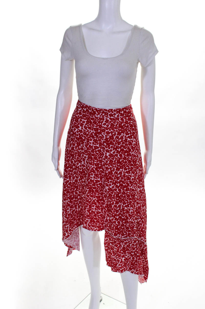 Derek Lam Womens Asymmetric Spotted Midi Skirt Red Silk Size 8 10886068 ...