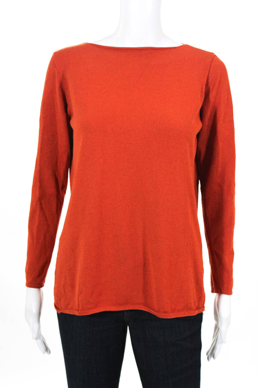 Eileen Fisher Womens Crew Neck Long Sleeve Knit Sweater Orange Size ...