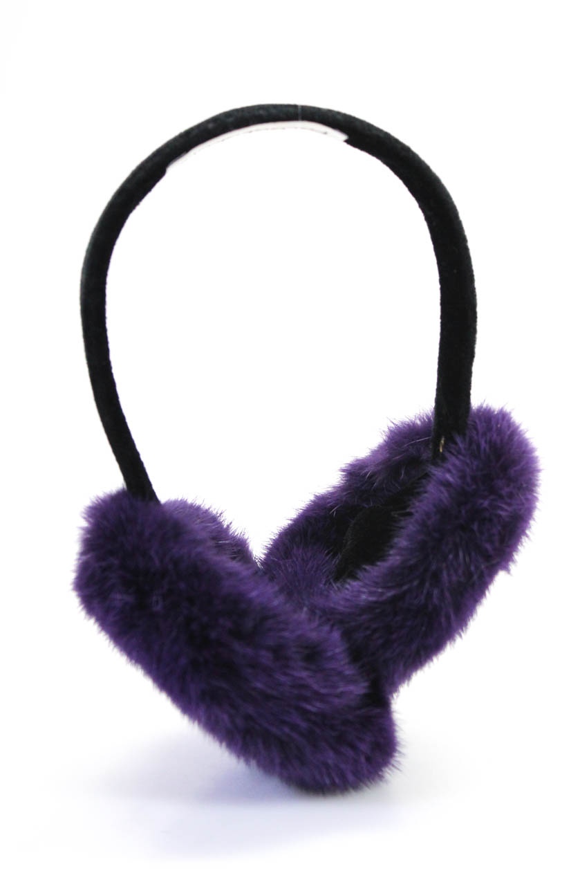 Pologeorgis Mink Fur Earmuffs Purple Black One Size | eBay