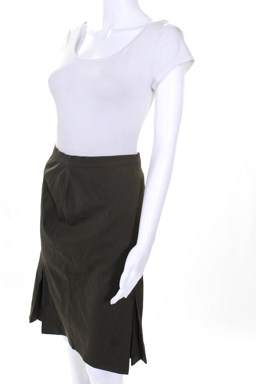 Christian Dior Womens Pleated Front A Line Skirt Brown Wool Size 6 | eBay