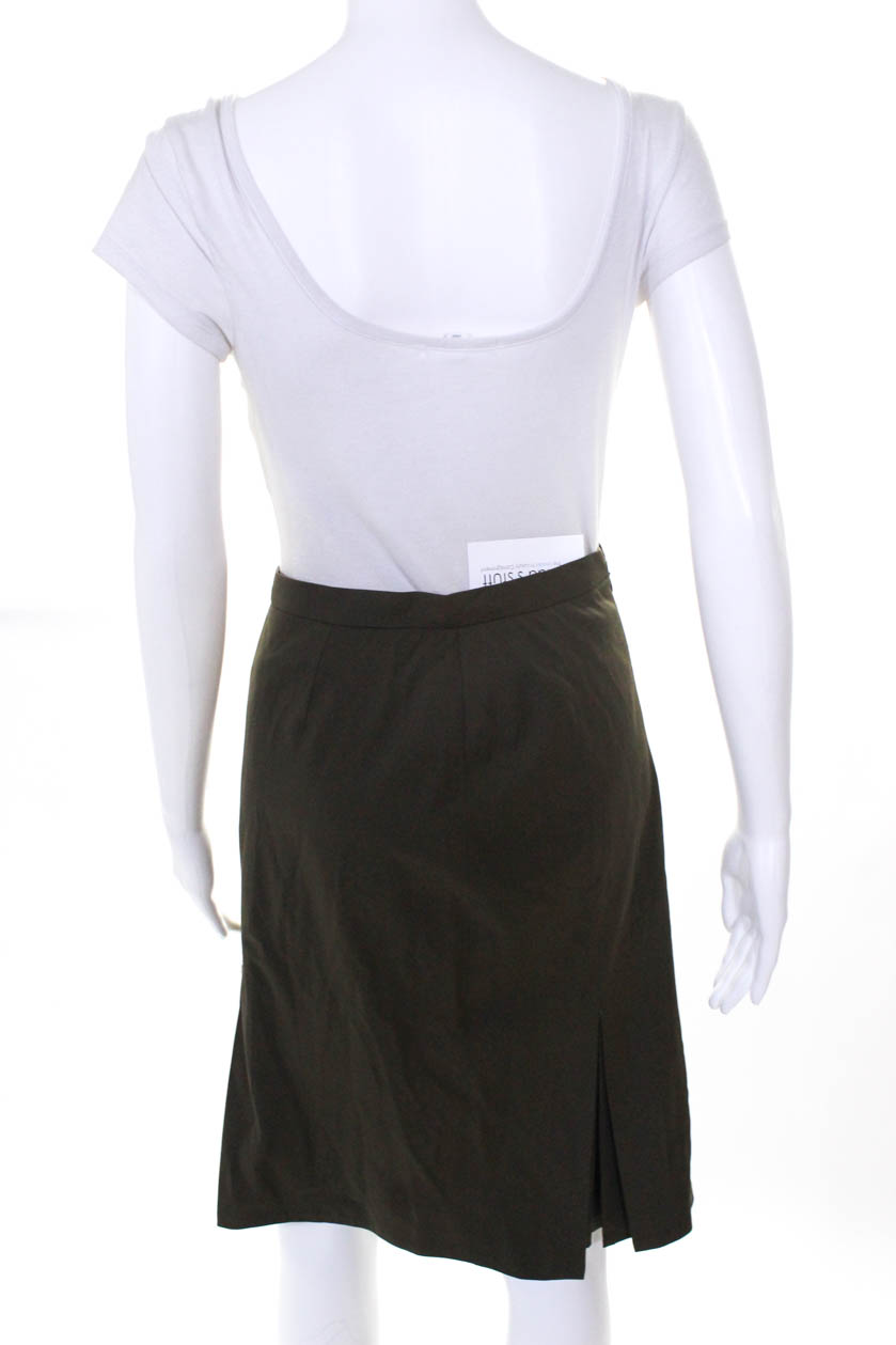 Christian Dior Womens Pleated Front A Line Skirt Brown Wool Size 6 | eBay