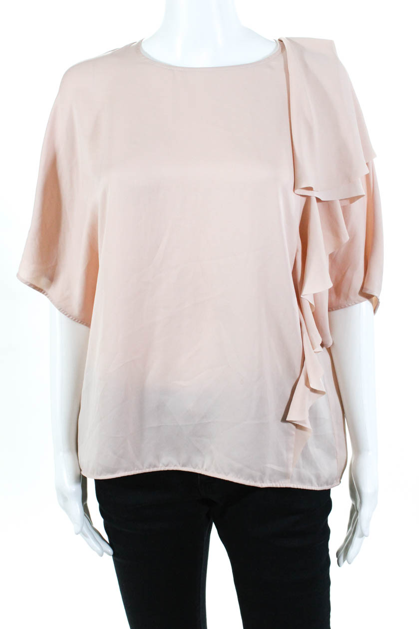 Grey Jason Wu Womens Short Sleeve Ruffle Drape Top Pink Size 6 11067265 ...