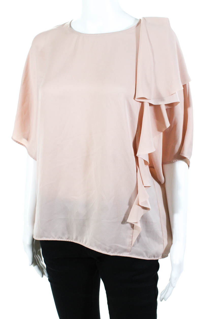 Grey Jason Wu Womens Short Sleeve Ruffle Drape Top Pink Size 6 11067265 ...
