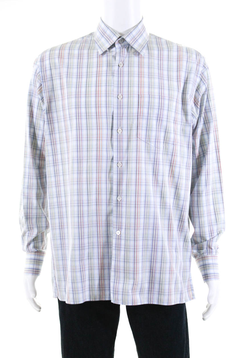 LARGE NWT CANALI Current 1934 Blue Plaid Check COTTON Casual Dress ...