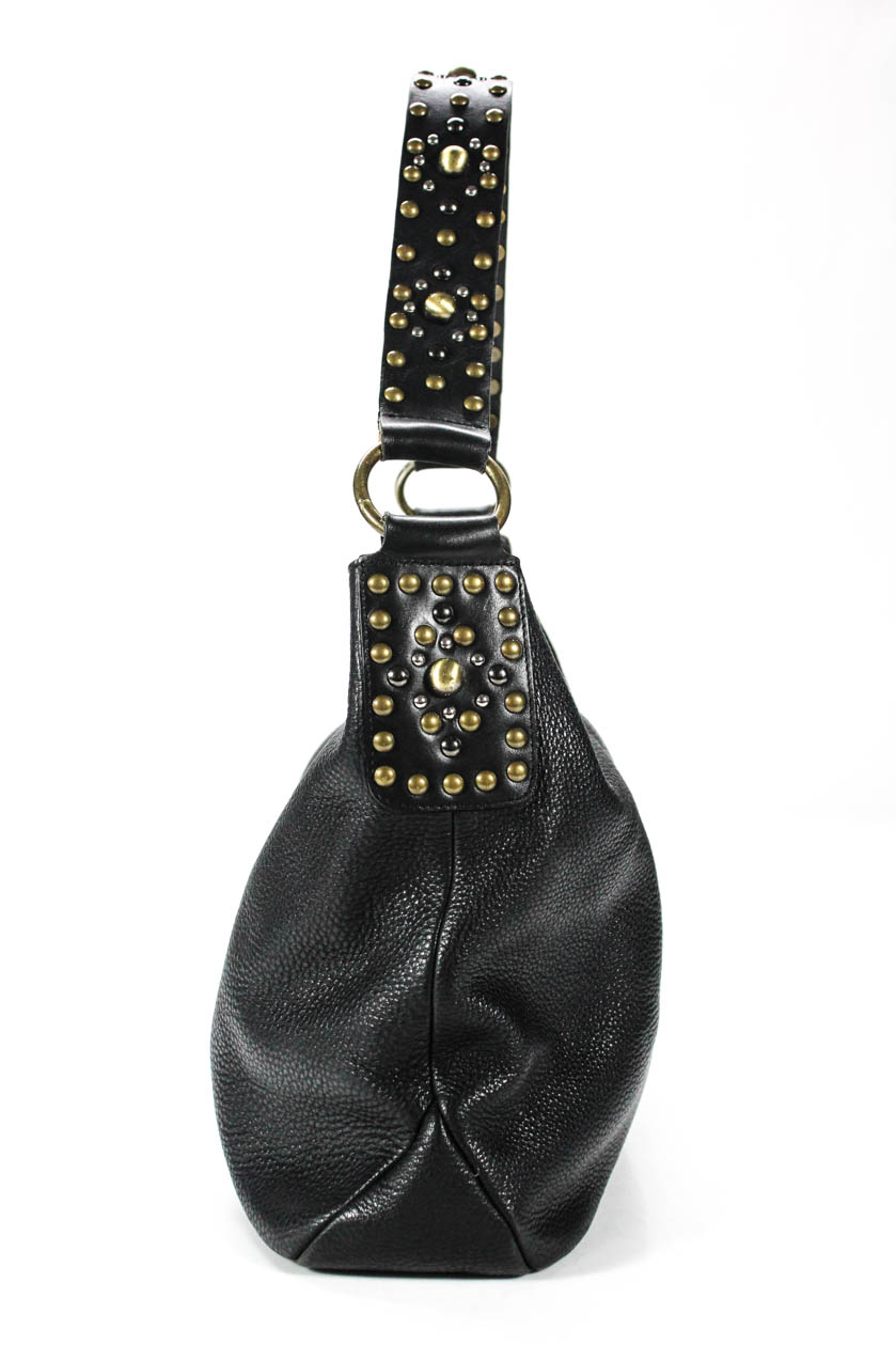 Nordstrom Womens Studded Trim Magnet Top Hobo Handbag Black Leather | eBay