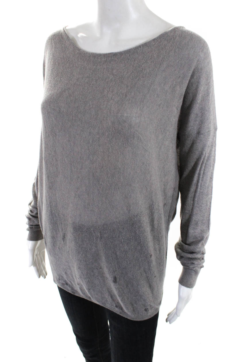 Vince Womens Long Sleeve Boat Neck Sweater Gray Cotton Size Small | eBay