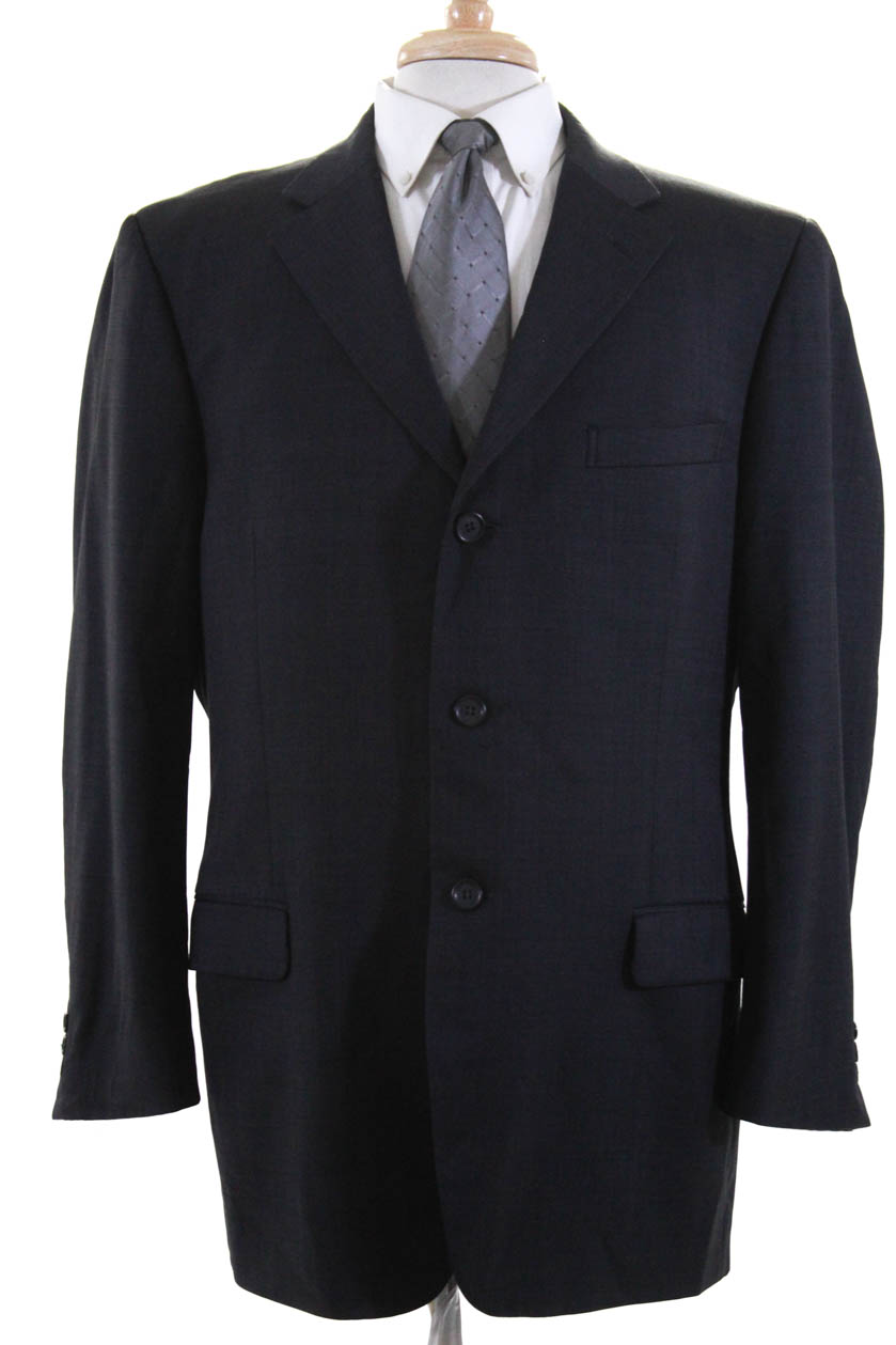 Ermenegildo Zegna Soft Mens Three Button Blazer Gray Wool Size EUR 56 ...