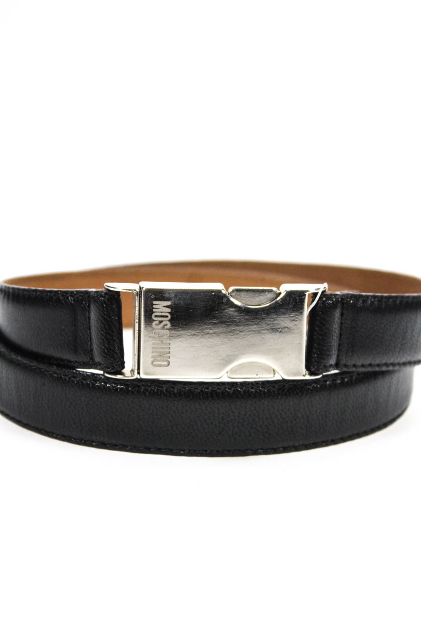Moschino Womens Belt Black Silver Leather Size Medium | eBay