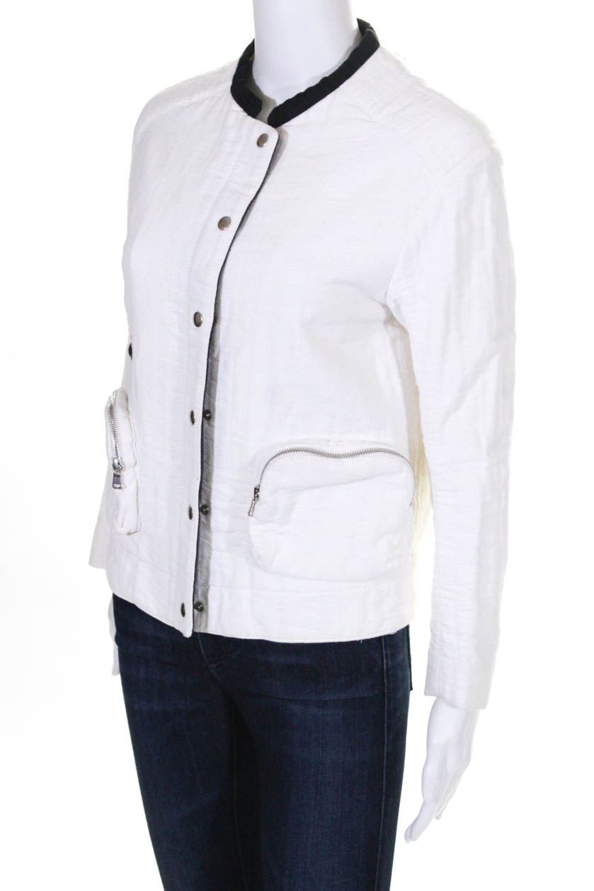 Sandro Womens Linen Blend Button Down Jacket White Size EUR 36 | eBay