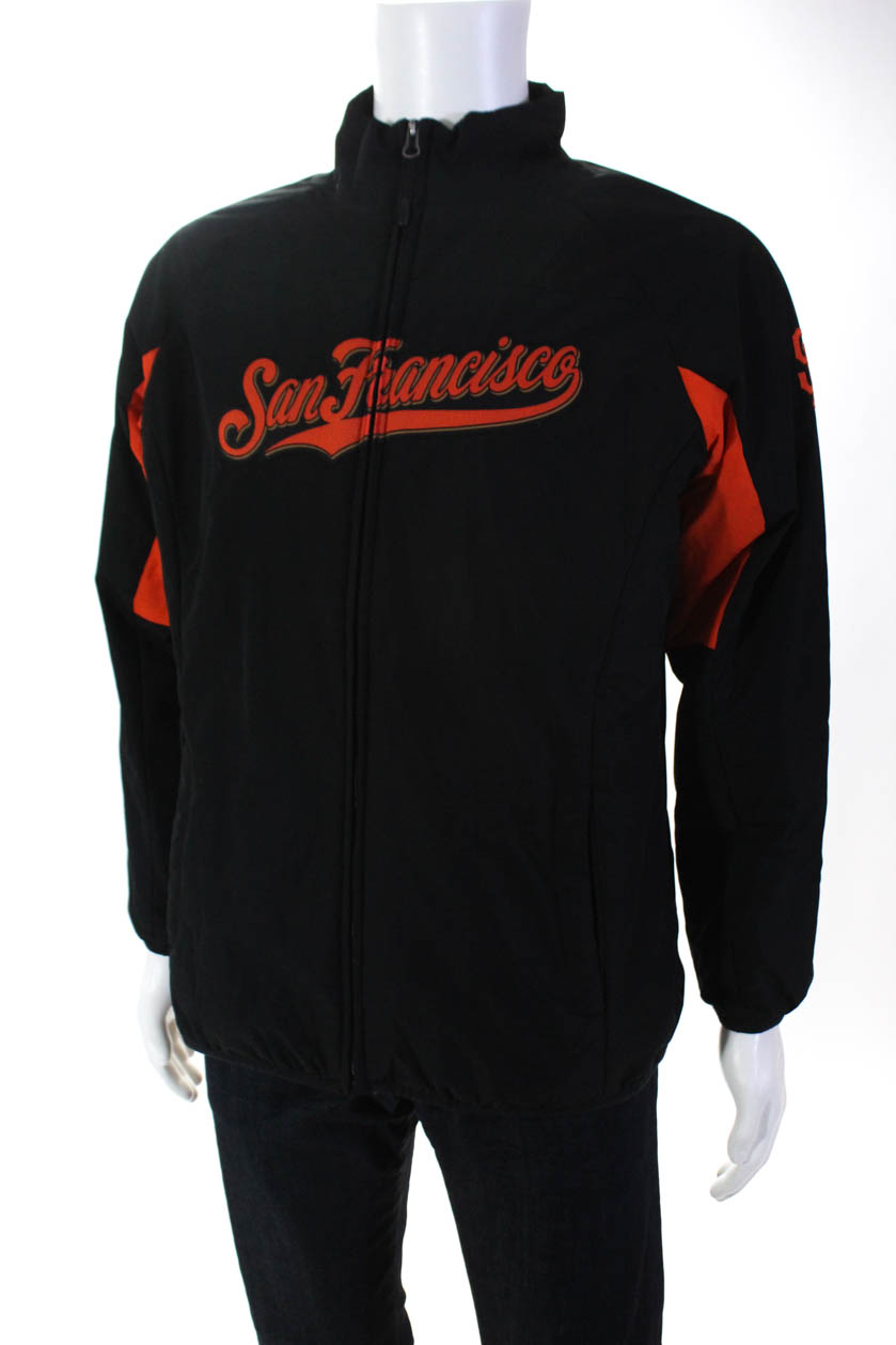 Majestic Men's San Francisco Zip Up Jacket Black Orange Size Large | eBay