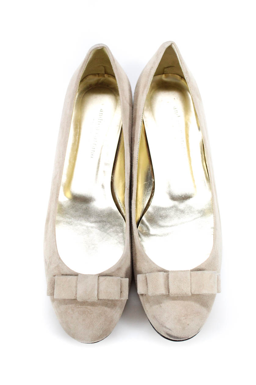 Andrea Carrano Womens Suede Bow Ballet Flats Cream White Size 40 10 | eBay