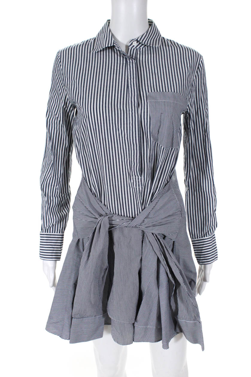 Derek Lam 10 Crosby Womens Striped Tie Waist Mini Shirt Dress Size 2 | eBay